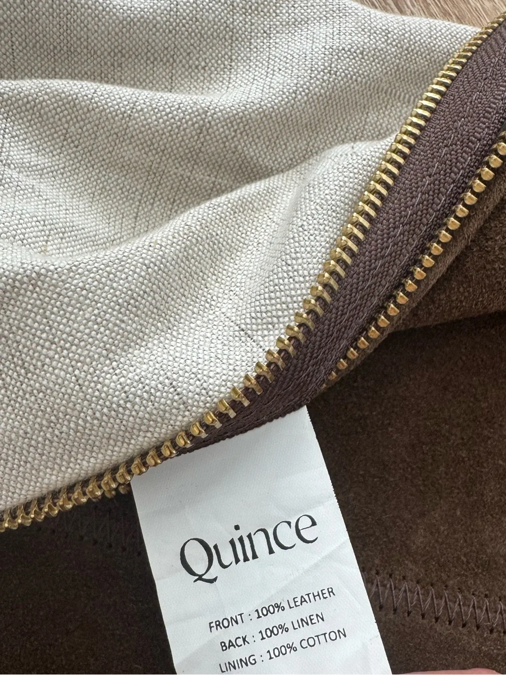 Quince Pieced Dark Brown Suede & Linen Pillow Cover 20x20